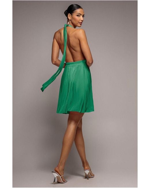Goddiva Green Soft Touch Multiway Skater Mini Dress