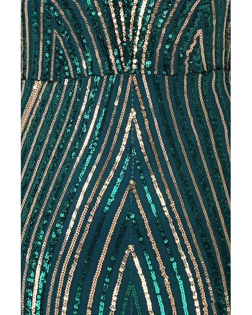Goddiva Green Two Toned V Neck Sequin Maxi