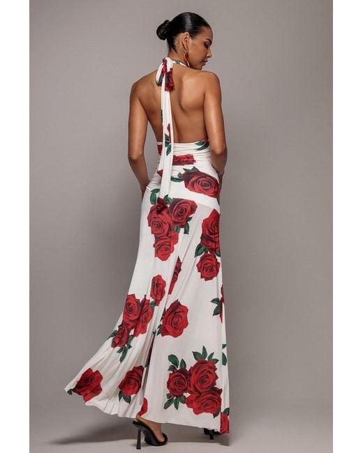 Goddiva Multicolor Floral Halter Neck Empire Waist Gathered Maxi Dress
