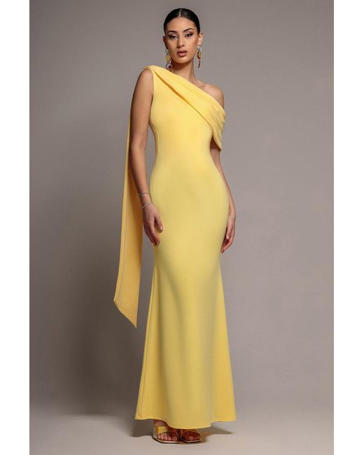 Goddiva Multicolor Sash One Shoulder Bardot Maxi Dress