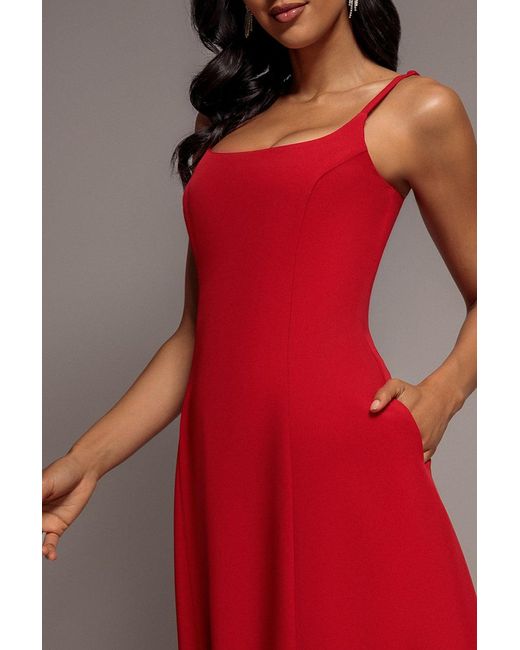 Goddiva Red Strapless Fit & Flare A Line Maxi Dress