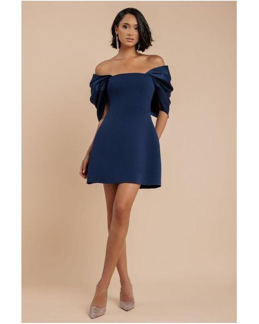 sachin and babi light blue dress Royal Blue Dusk Bardot Ruched Midi Dress
