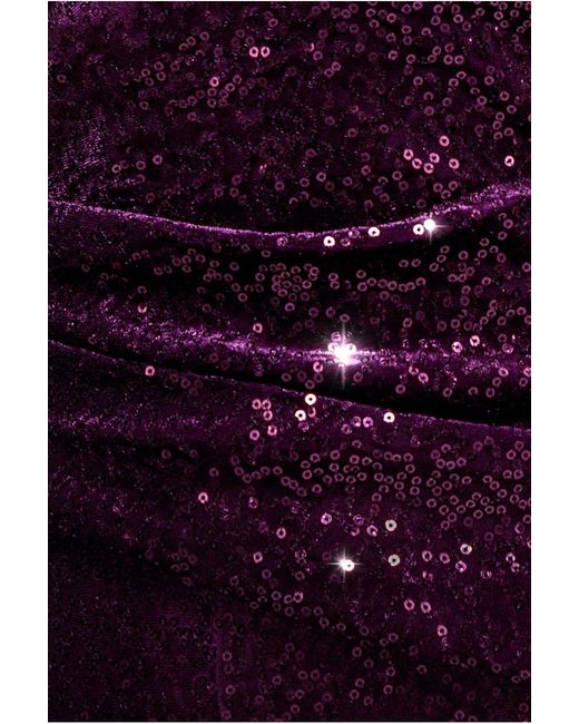 Goddiva Purple Sequin Velvet Bardot Jumpsuit