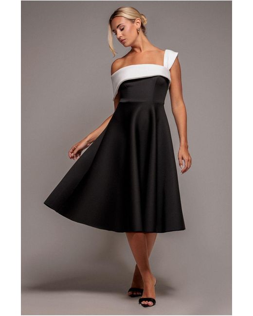 Goddiva Multicolor One Shoulder A Line Midi Dress