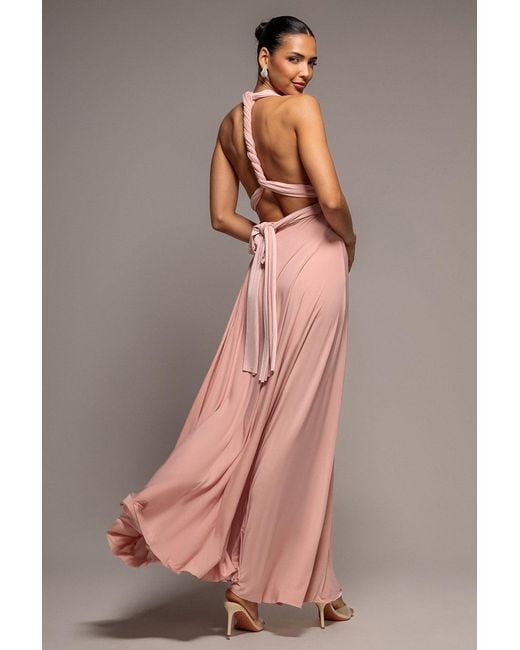 Goddiva Brown Multiway Tie-Up Maxi Dress