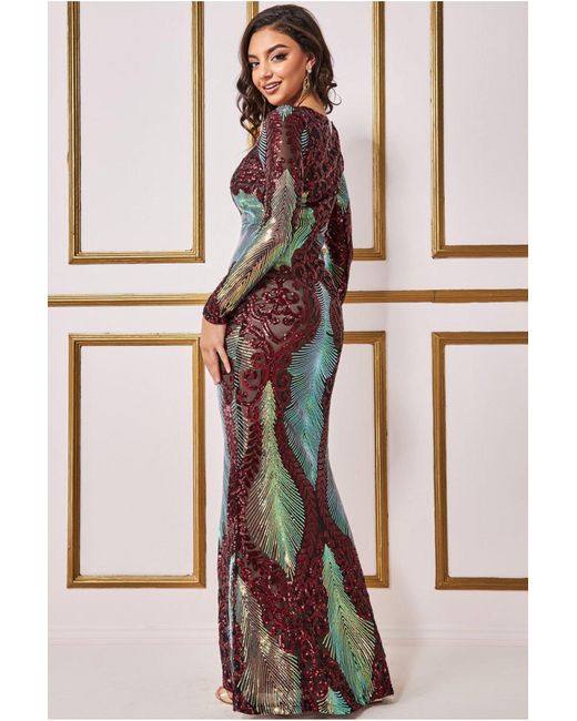 Multicolor long sleeve maxi dress cheap