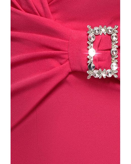 Goddiva Pink Buckle Plunge Bow Detail Jumpsuit