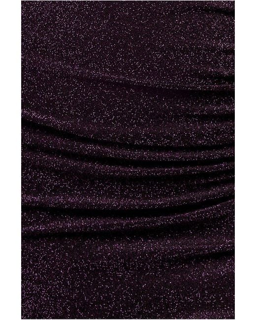 Goddiva Purple Open Back One Sleeve Lurex Midi