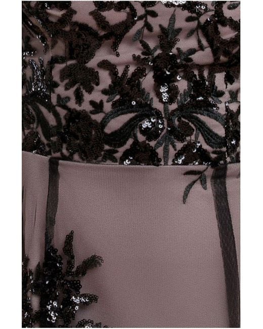 Goddiva Natural Bardot Sequin & Lace High Low Midi