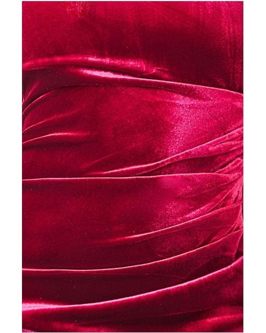 Goddiva Red Velvet Bardot Maxi With Split