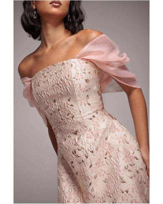 Goddiva Multicolor Lace Up Jacquard Mini Dress With Organza Wings