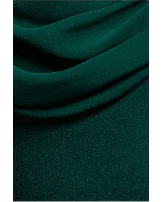 Goddiva Green Asymmetric Chiffon Cowl Neck Scuba Maxi Dress