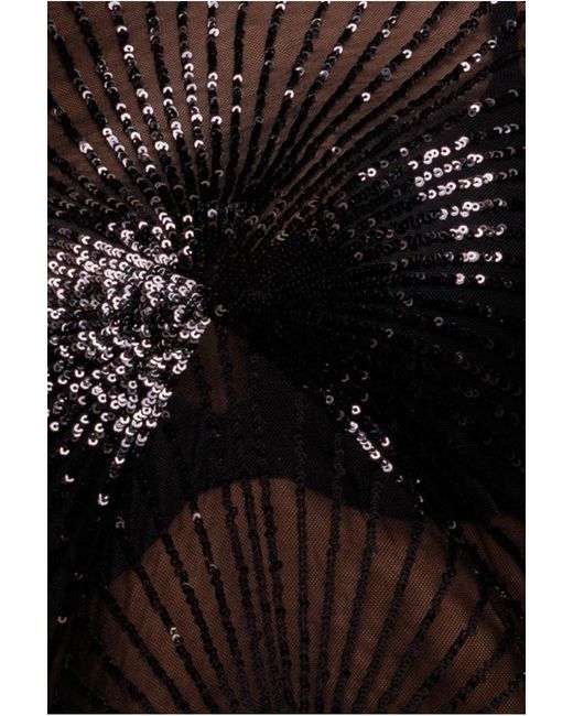 Goddiva Brown Sequin Starburst Cape Sleeve Top
