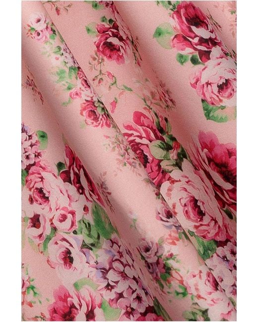 Goddiva Pink Bardot Floral Print A-Line Scuba Foam Midi Dress