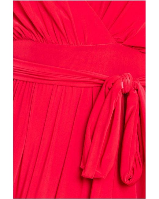 Goddiva Red Wrap Front Maxi With Flutter Sleeves