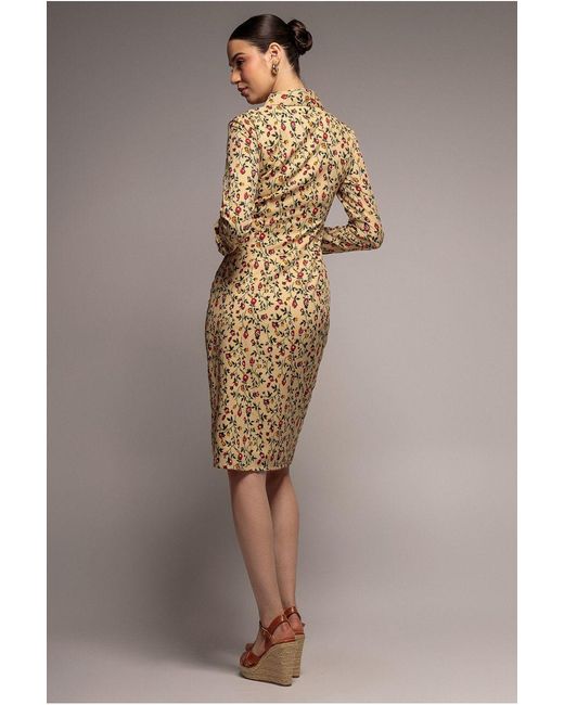 City Goddess Natural Floral Print Shirt Dress