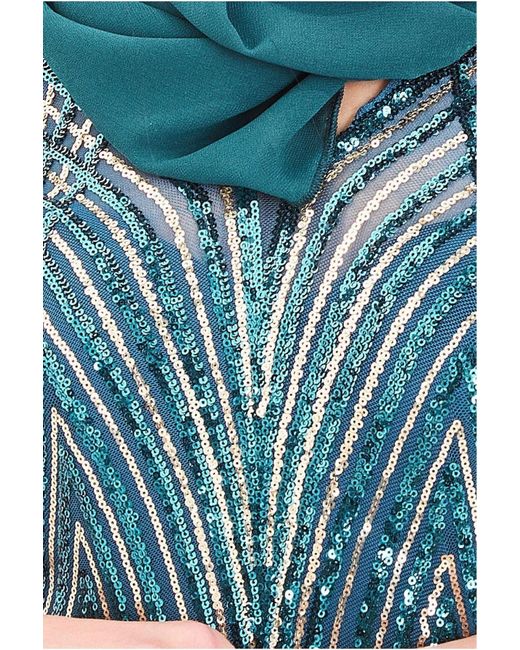 Goddiva Green Modesty Two Toned Sequin Maxi