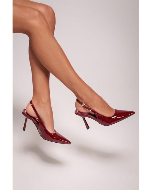 Goddiva Red Patent Slingback Heeled Court Shoes
