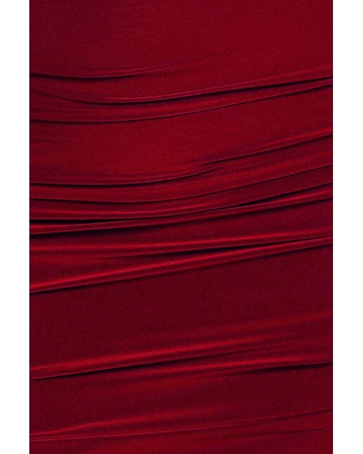 Goddiva Red Cut Out Ruched Midi With Drawstring