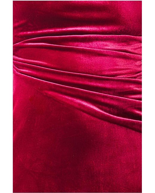 Goddiva Square Neck Gathered Waist Velvet Maxi