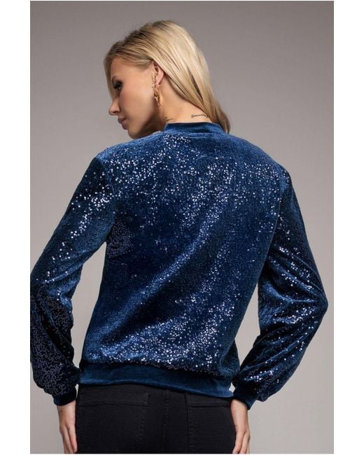 Goddiva Blue Sequin Velvet Jumper