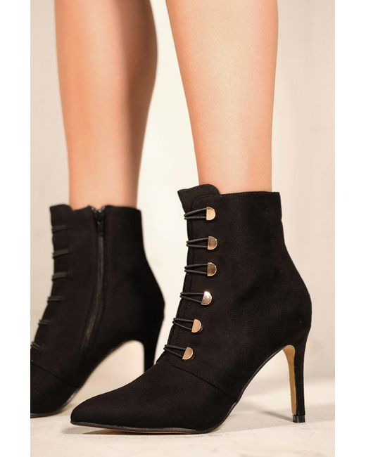 Where's That From Blythe Pointed Toe Mid Heel Ankle Boots in Black | Lyst