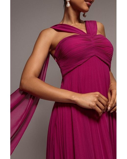 Goddiva Purple Sleeveless Pleated Chiffon Multiway Scarf Maxi Dress