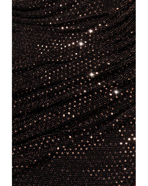 Goddiva Brown Cowl Neck Sequin Glitter Draped Maxi Dress