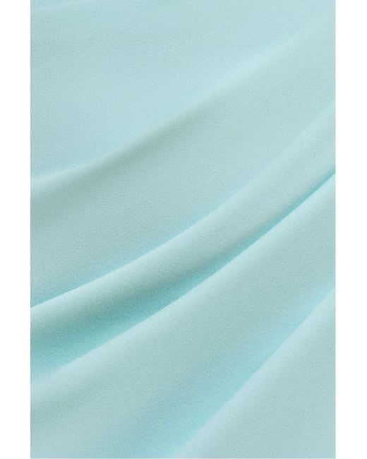 Goddiva Blue Off The Shoulder Chiffon Wing Scuba Crepe Midi Dress