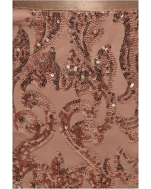 Goddiva Natural Sequin & Mesh Midi Dress