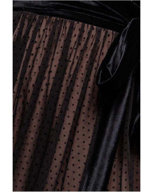Goddiva Black Velvet Bardot Dobby Mesh A Line Maxi Dress