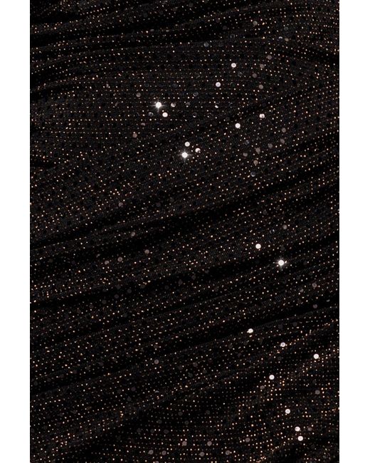 Goddiva Brown Cowl Neck Sequin Glitter Draped Maxi Dress