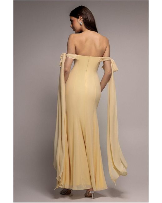Goddiva Natural Multiway Cape Chiffon Sweetheart Maxi Dress