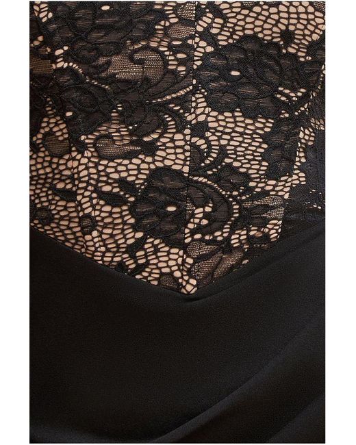 Goddiva Black One Shoulder Organza Fan Detail Lace Bodice Midi Dress
