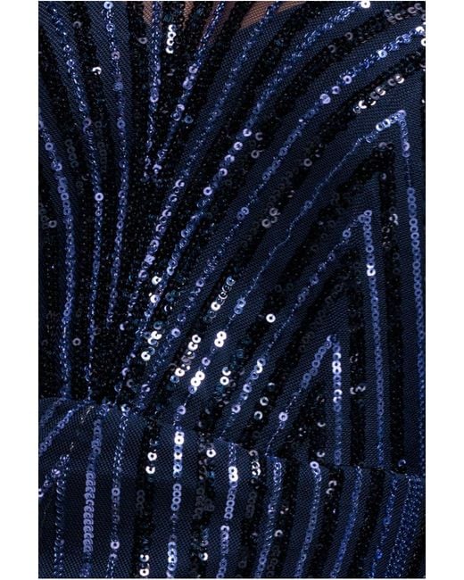 Goddiva Blue Two Toned V Neck Sequin Maxi