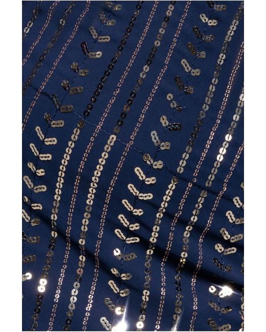 Goddiva Blue Patterned Sequin Cut Out Midi Dress