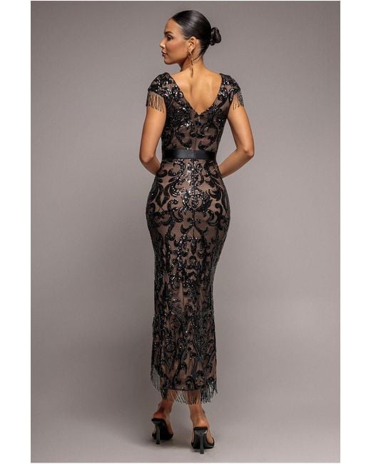 Goddiva Gray Tassel Split Maxi Dress