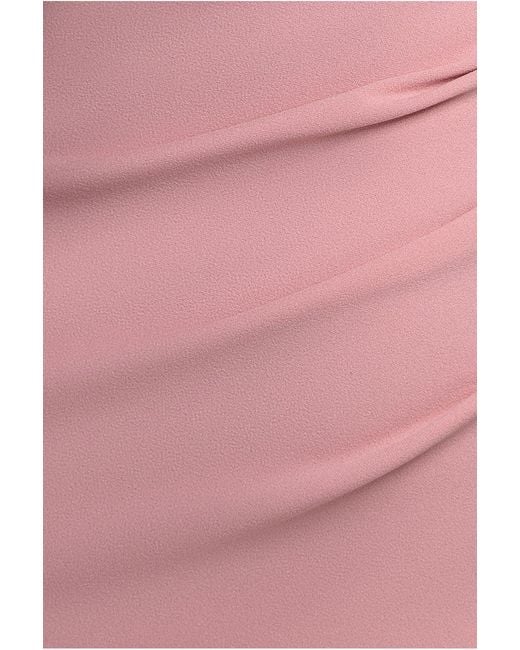 Goddiva Pink Organza Bow One Shoulder Scuba Crepe Maxi Dress