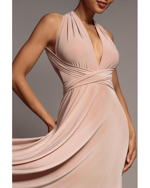 Goddiva Brown Multiway Tie-Up Maxi Dress