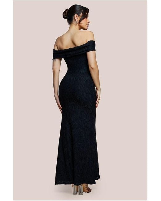 Goddiva Blue Front Knot Twist Maxi Dress