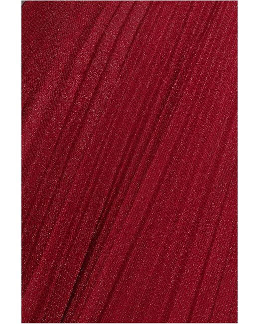 Goddiva Red Bardot Pleated Skirt Maxi