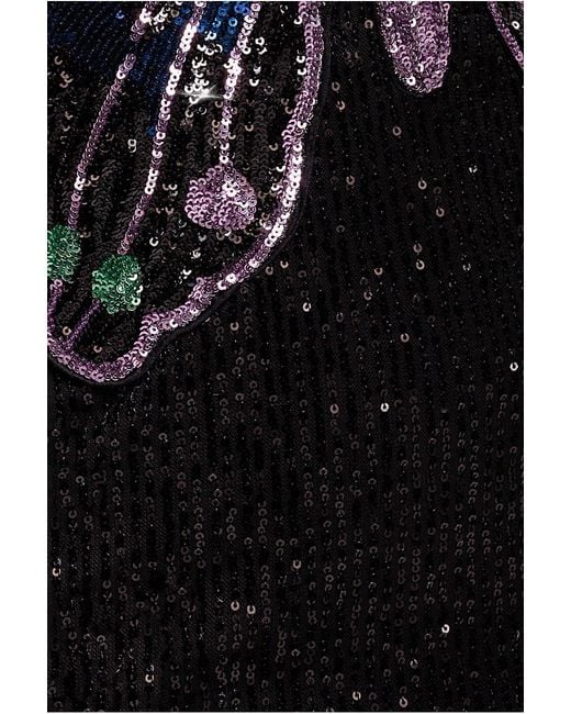 Goddiva Blue Sequin Butterfly Front Split Maxi Dress
