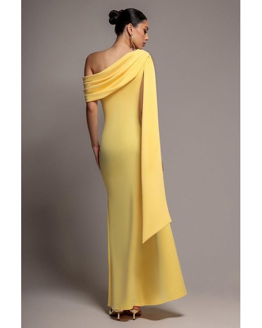 Goddiva Multicolor Sash One Shoulder Bardot Maxi Dress