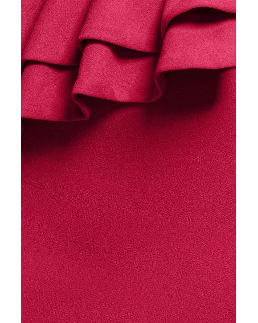 Goddiva Pink Scuba Crepe Rose Frill Maxi Dress