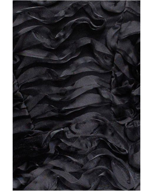 Goddiva Black Peplum 3D Textured Boob Tube Lace Up Corset