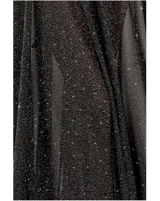 Goddiva Black Compact Crepe Lace Up Corset With Gathered A-Line Glitter Chiffon Maxi Skirt & Scarf
