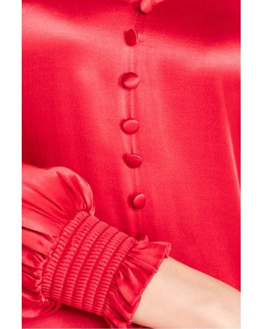 Goddiva Red Satin Viscose Front Split Maxi