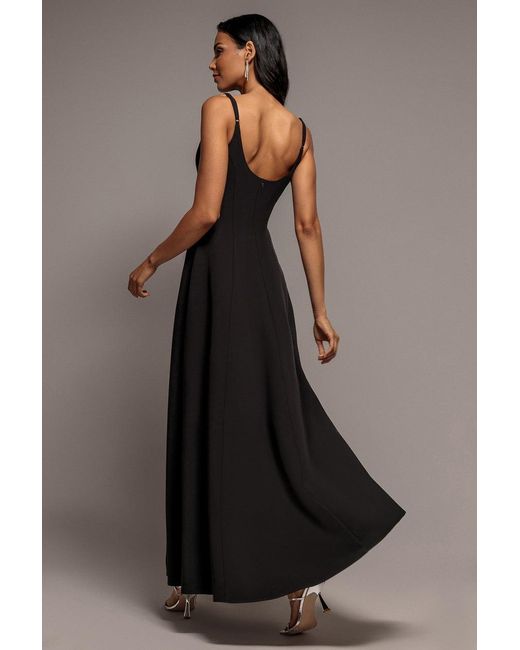 Goddiva Black Strapless Fit & Flare A Line Maxi Dress