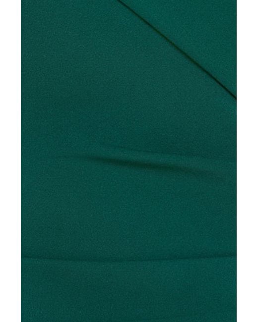 Goddiva Green Scuba Crepe Off Shoulder Front Split Maxi Dress