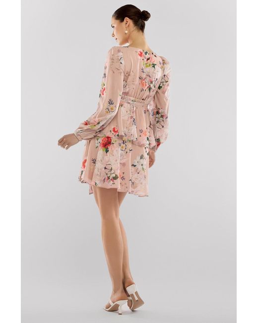 Goddiva Multicolor Sustainable Tiered Wrap Floral Mini Dress